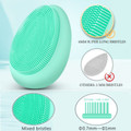 18pcs Reusable Makeup Remover Pads 1pc Facial Cleansing Brush 1pc Storage Pouch Hygienic Makeup Remover Pads & Face Scrub Brush Mint Green