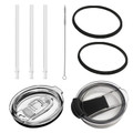 2 Pack Spill Proof and Splash Resistant Tumbler Lids with Two Sealed Rubber Ring and Three Plastic Straws 30 oz Replacement Lid