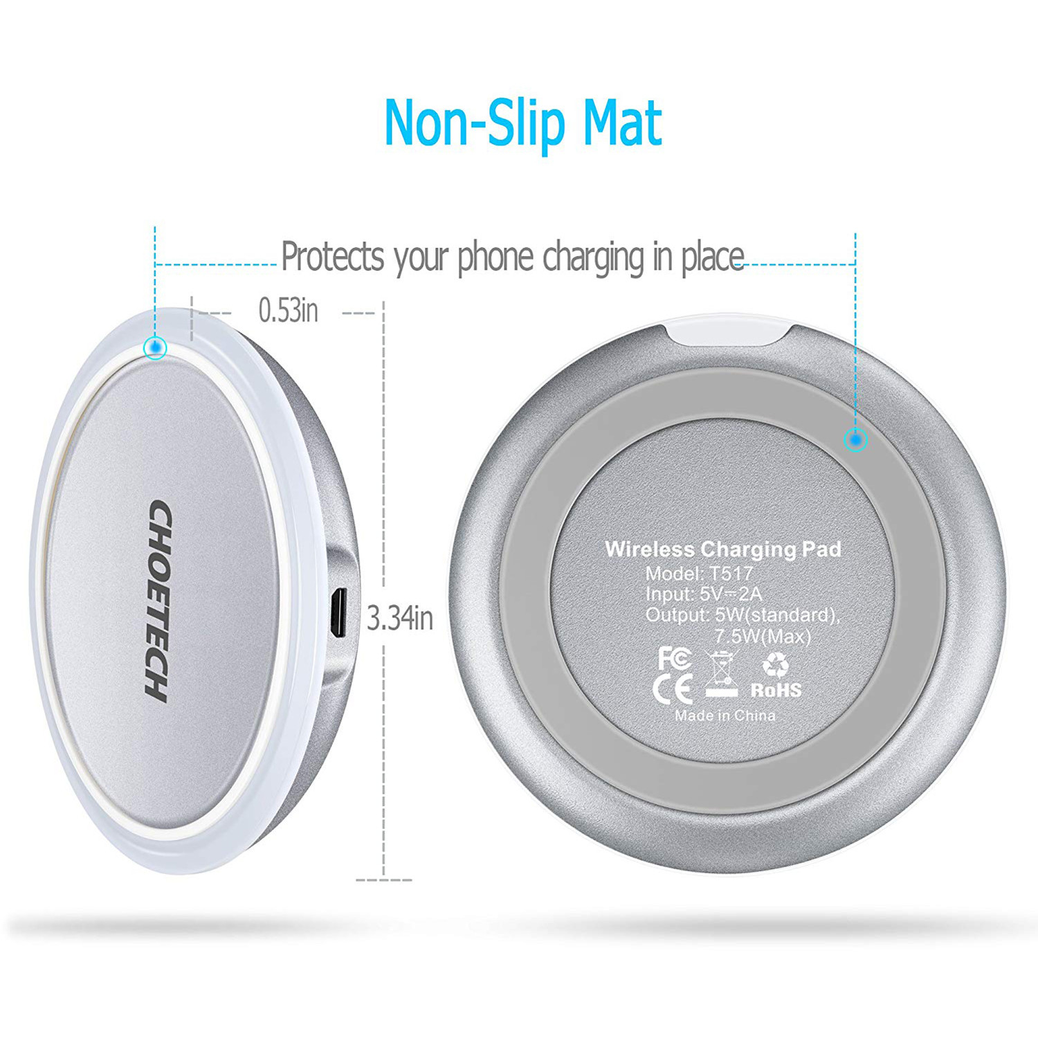 CHOETECH Wireless Cell Phone Charging Pad for QiEnabled Devices