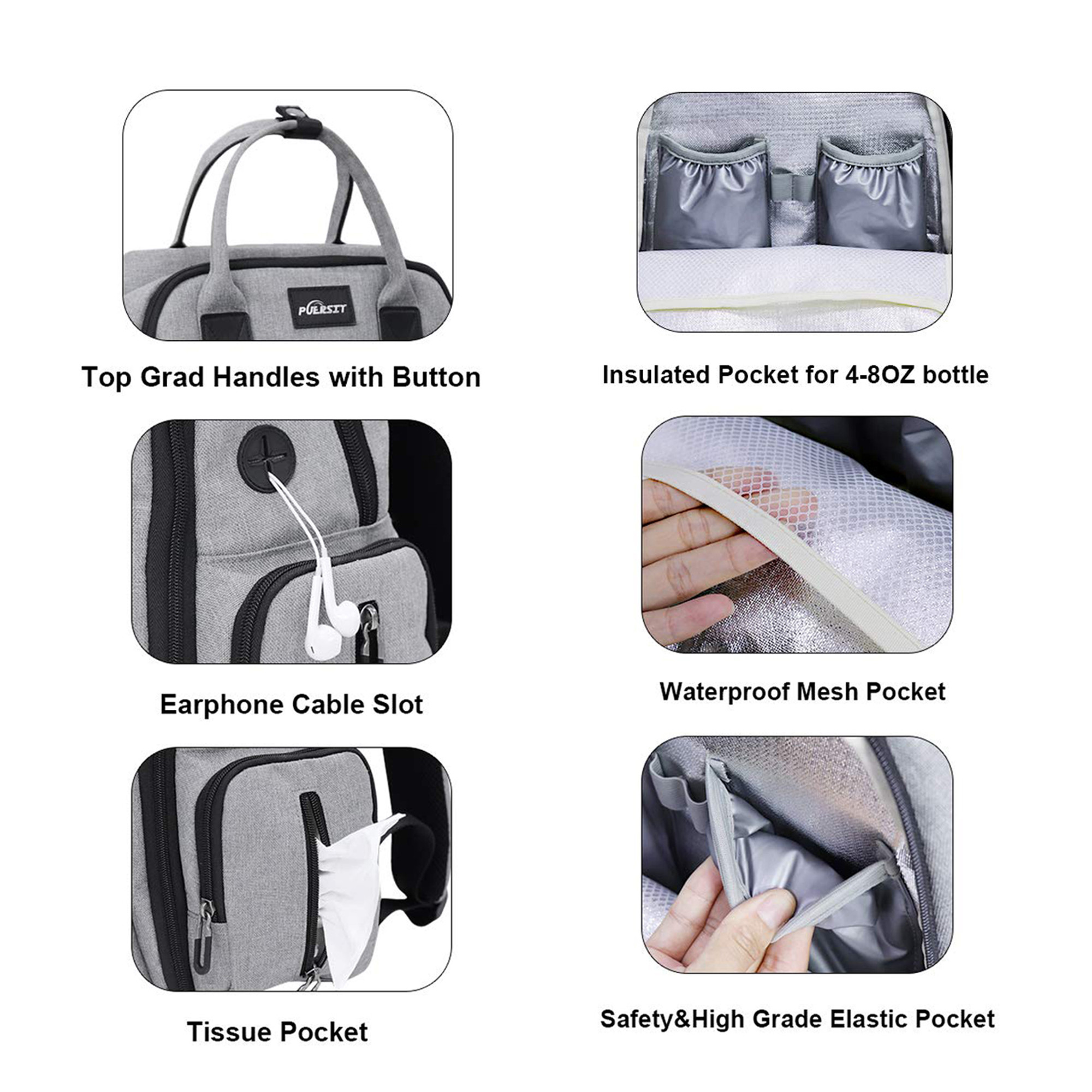 4 Piece Baby Diaper Changing Shoulder Bag