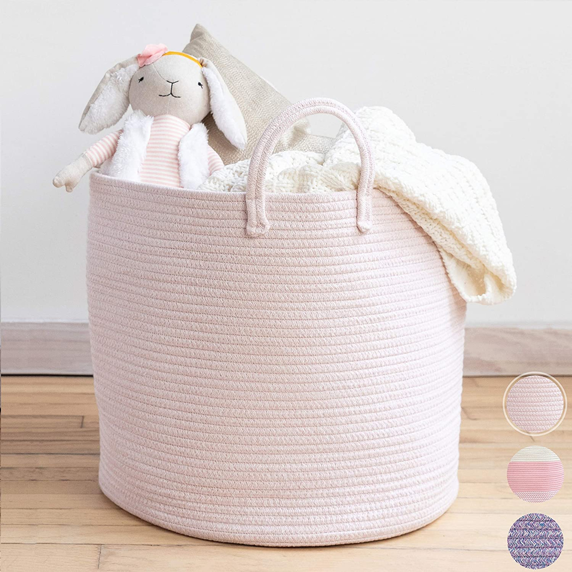 Cotton Rope Basket - Premium Blanket Basket Living Room