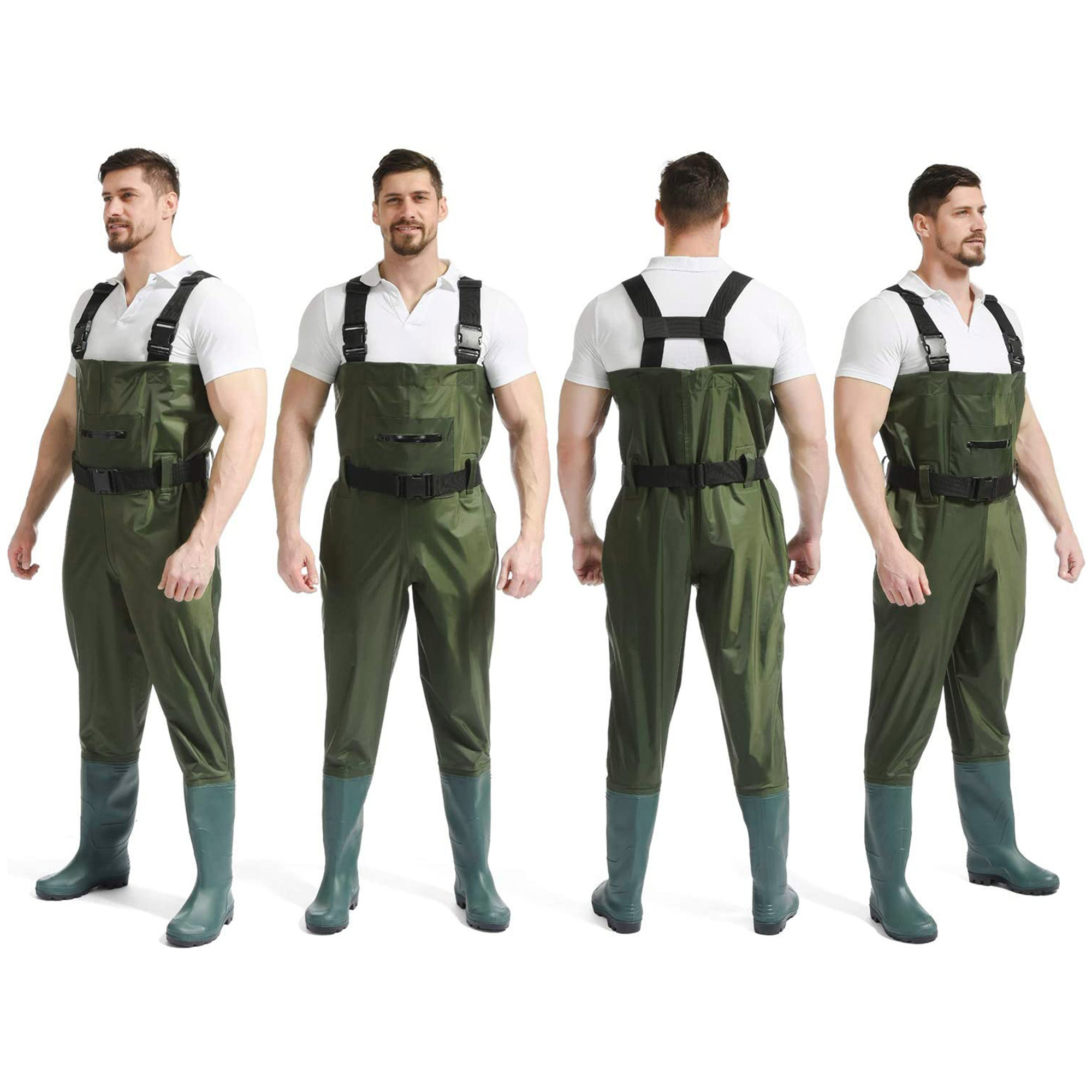 Fly Fishing Hunting Chest Waders Waterproof Stocking Foot Wader Pants with  Boots