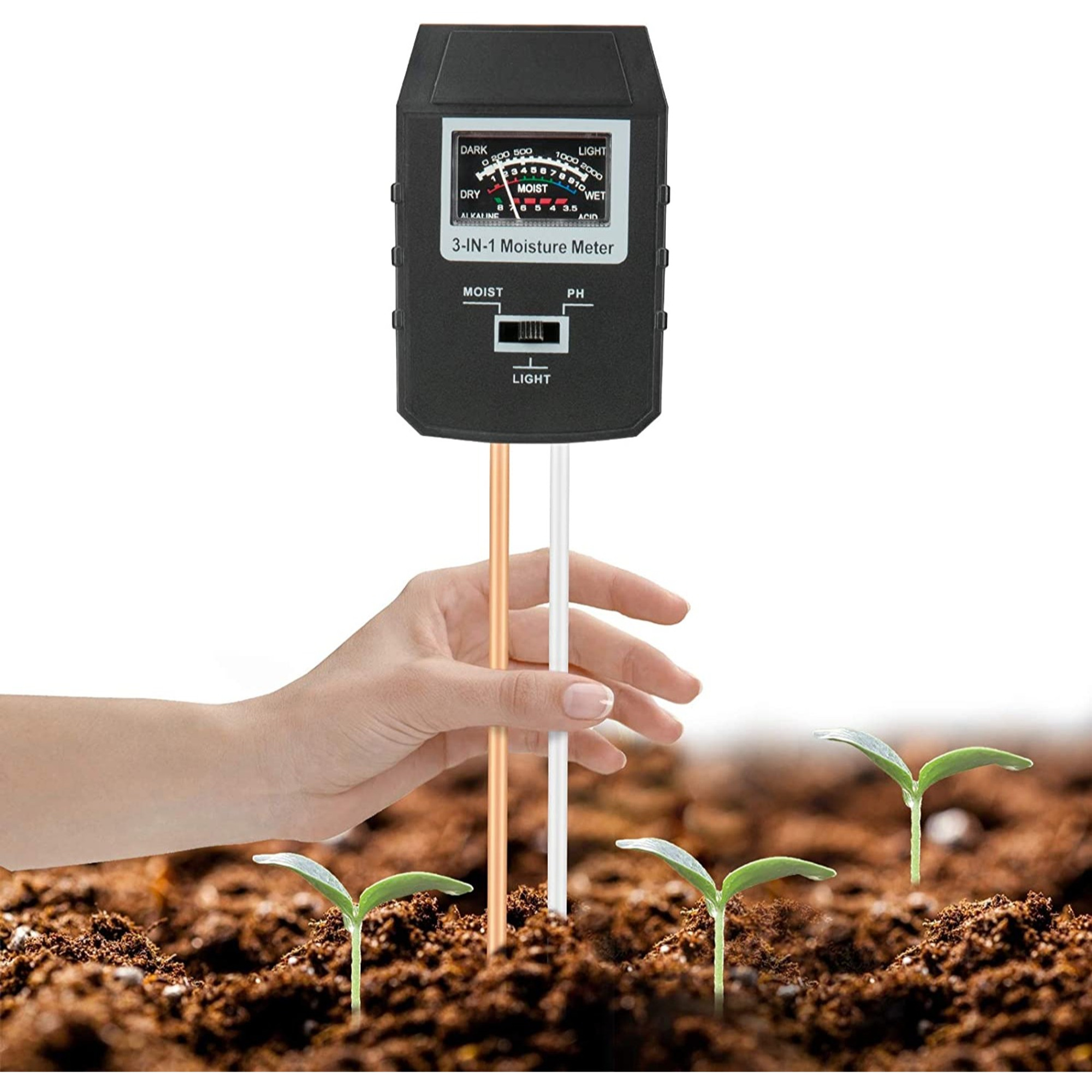  Plant Moisture Meter, 3 in 1 Soil Moisture Light pH