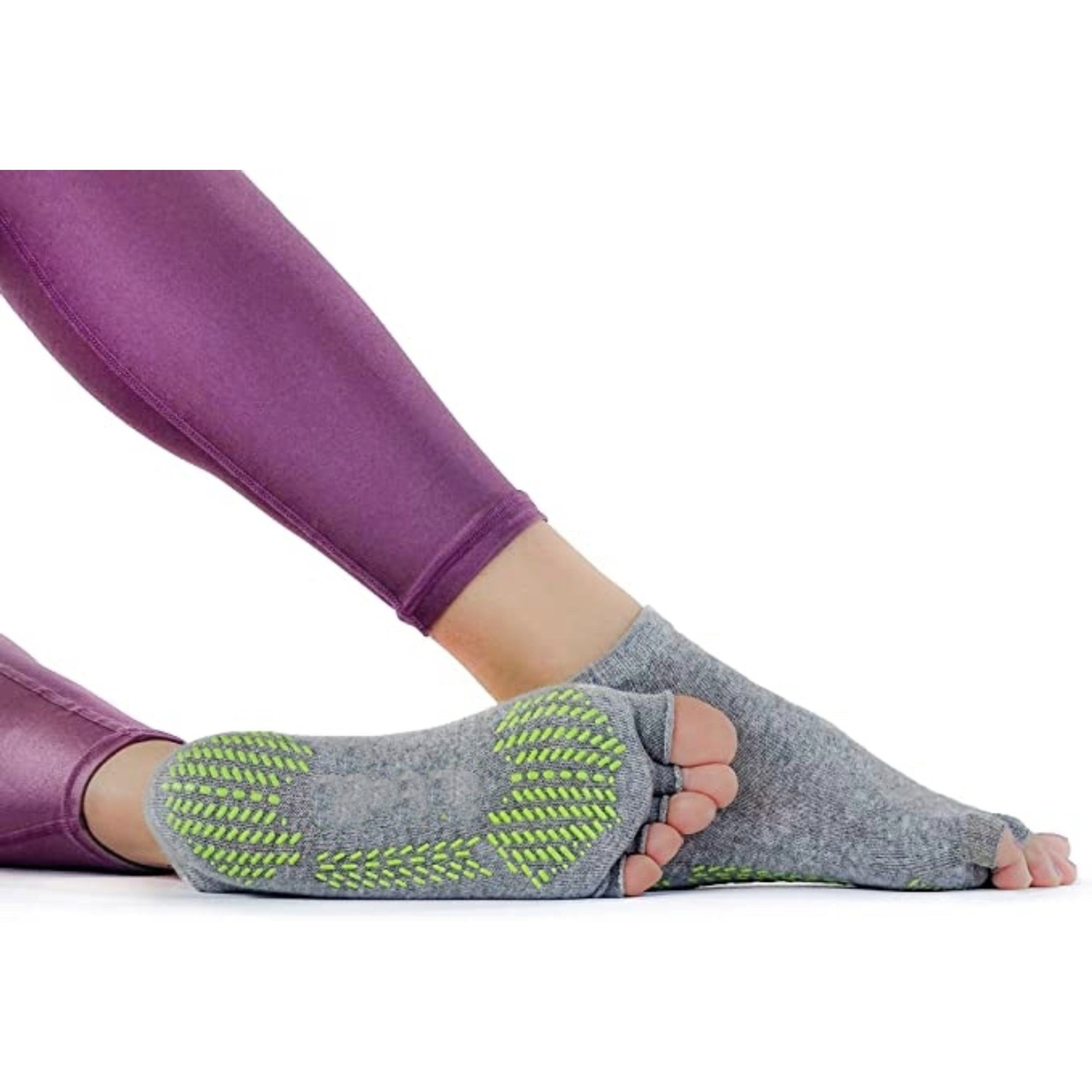 Yoga Pilates Toeless Socks with Grips ,Non Slip Half Toe for Gym