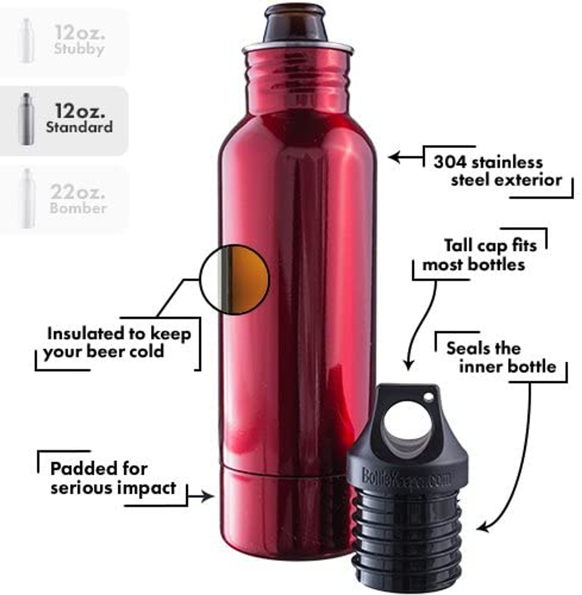 12Oz Insulated Stainless Steel Cold Beer Bottle Holder with bottle  opener-colors