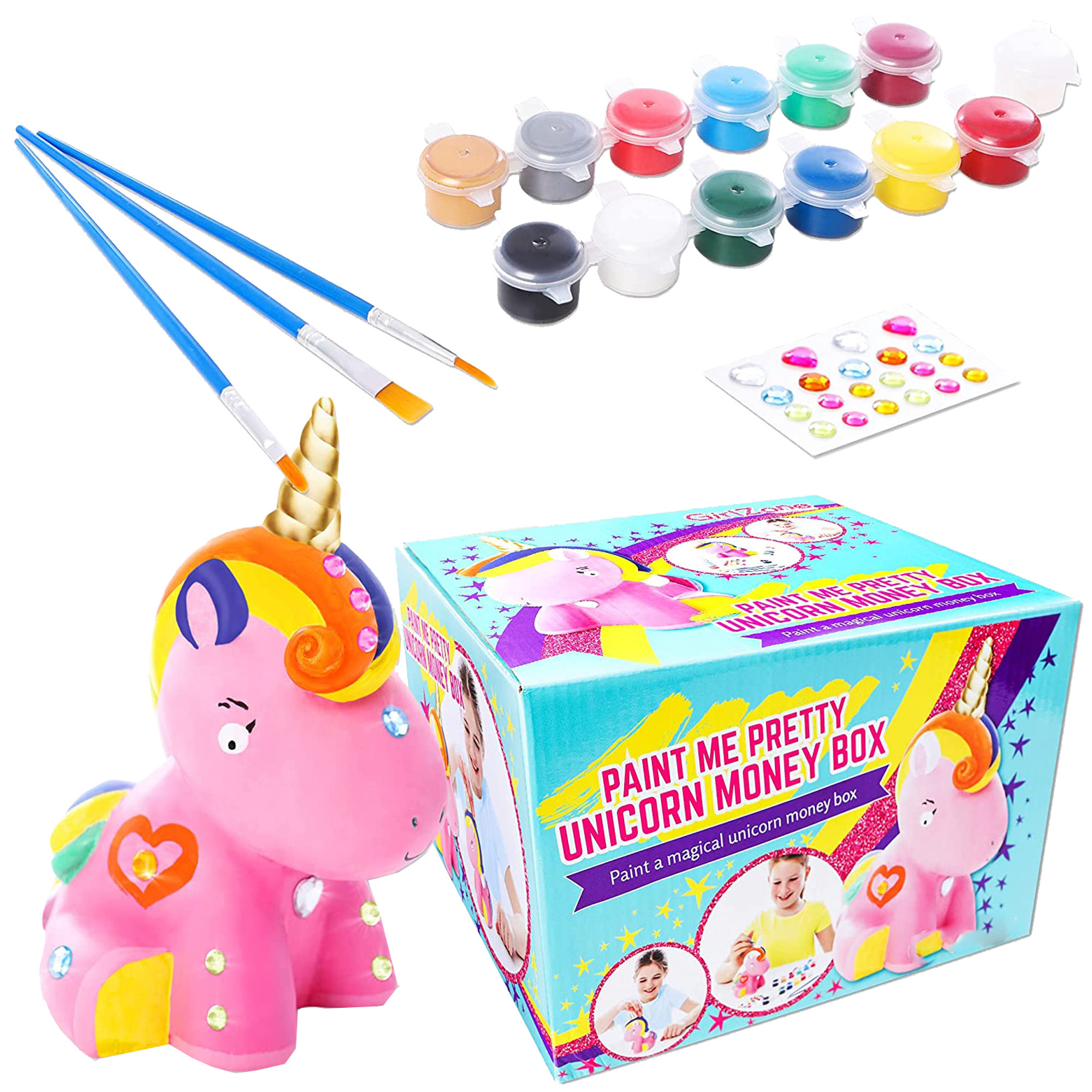 Kids Ceramic Unicorn Piggy Money Coin Saving Box Bank Paint Gift