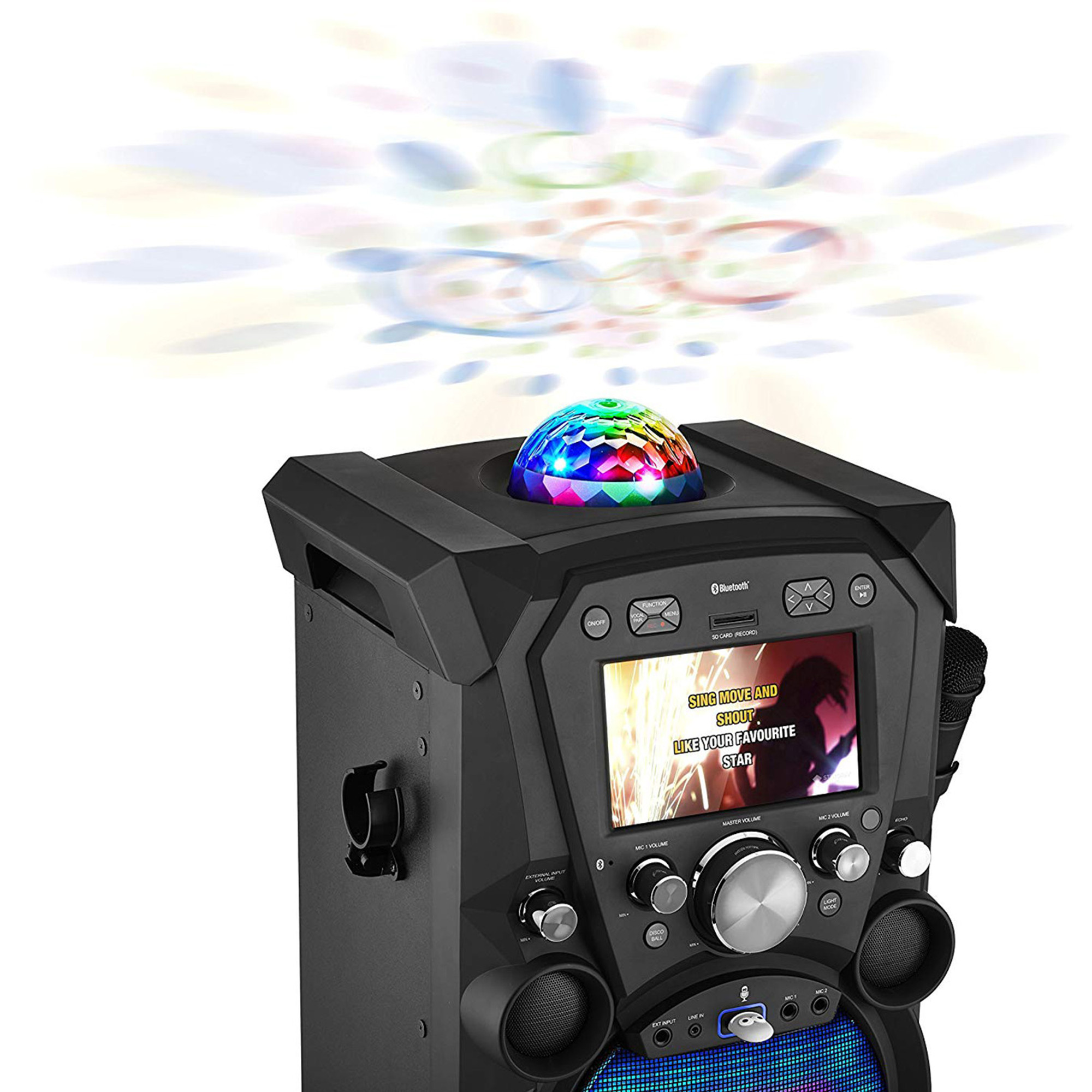 Singing Machine Fiesta Karaoke System (SDL9037), Bluetooth, LED Light, Black
