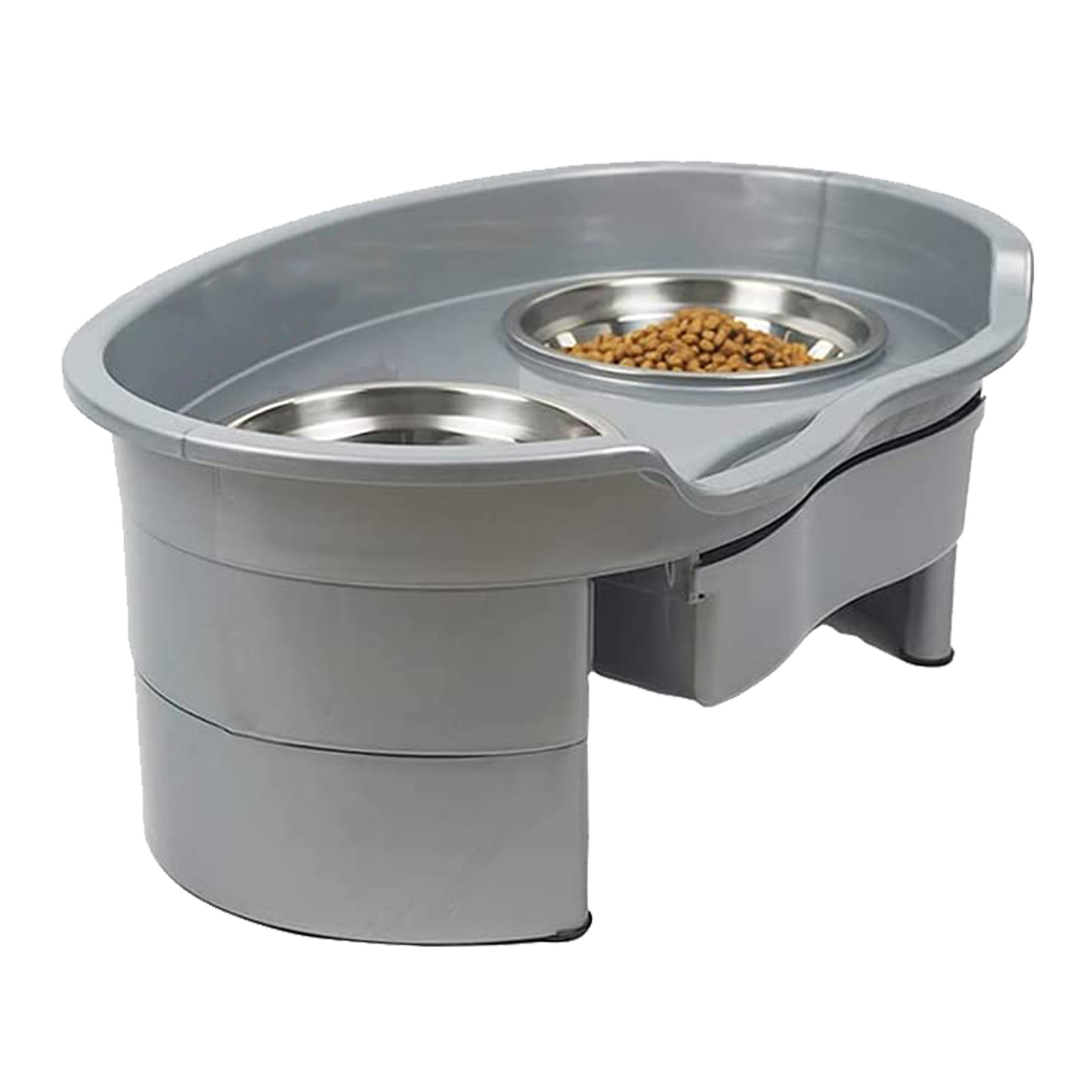 Elevated Dog Food Water Bowls 2 Stainless Steel Bowls, 3 Adjustable  Heights-Gray