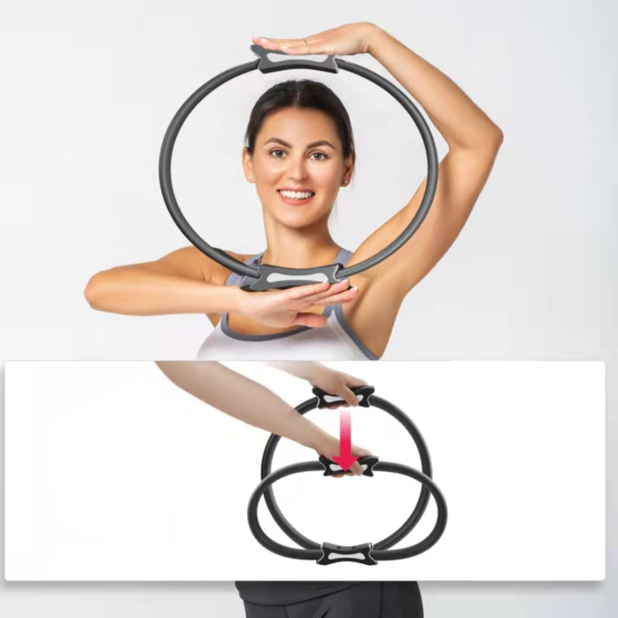 2 Pack Yoga Ring Pilates Exercise Fitness Rings Magic Circle Neck Equipment  Accessories for Back Shoulder Leg Arm Thigh Pain Home Workouts Gym Tools 