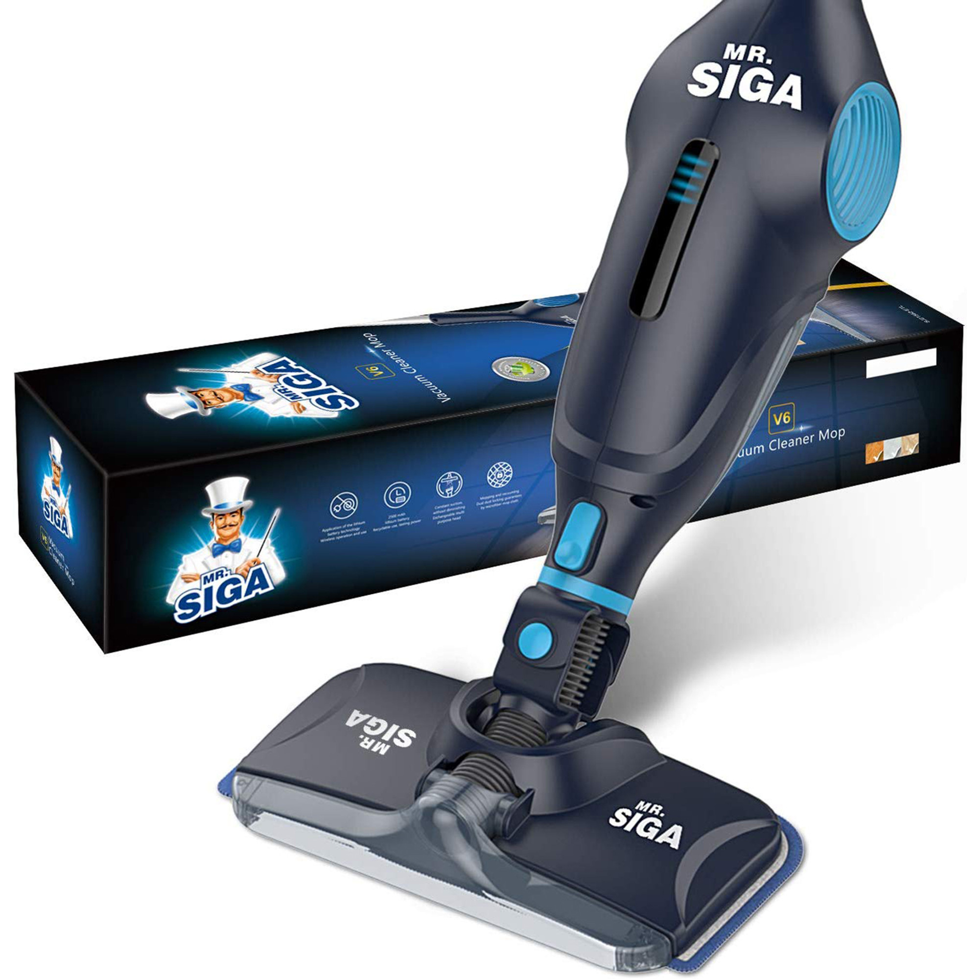 MR. SIGA 3in1 Cordless Lightweight Hard Floor Vacuum Cleaner Mop