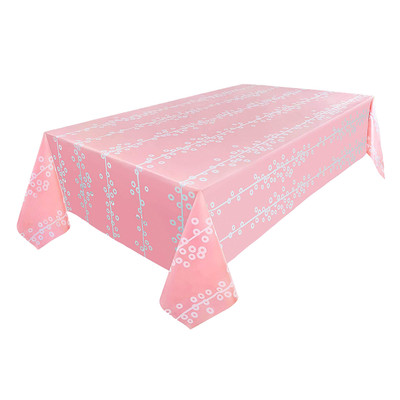 6 Pack Pink Polka Dots Premium Disposable Plastic Table Cloth Cover Rectangle Table 54 x 108 inch Waterproof Disposable Tablecloths Indoor or Outdoor Use up to 8 ft in Length