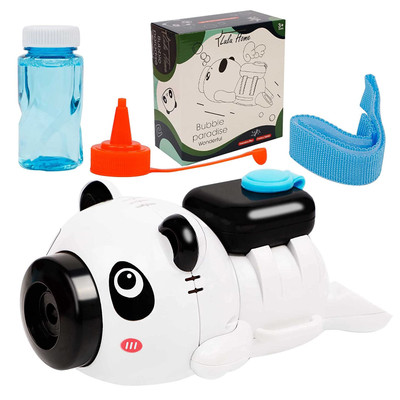 Panda Bubble Machine for Kids Ages 3+ – Wearable Wrist Bubble Blower Toy with Lights & Music | Includes Bubble Solution & Funnel | Battery Operated No Leak Design for Parties, Outdoor Fun, Gifts