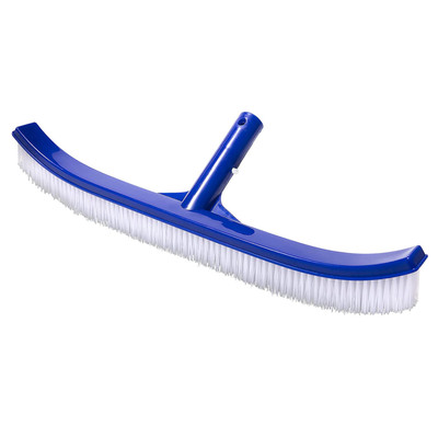 18" Heavy Duty Pool Brush with EZ Clips & Curved Ends – Wall, Tile & Floor Cleaner for Inground & Above-Ground Pools – Wide Head, Durable Bristles, Fits Standard Poles, Ideal for Corners