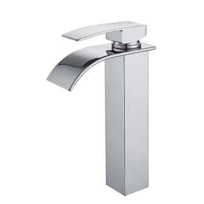 Raina 10" Single Hole Vessel Sink Single Handle Modern Bathroom Faucet, Polished Chrome