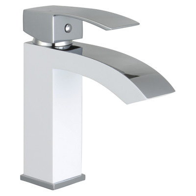 Marella 6" Single Hole Single Handle Modern Bathroom Sink Faucet, Matte White/Polished Chrome