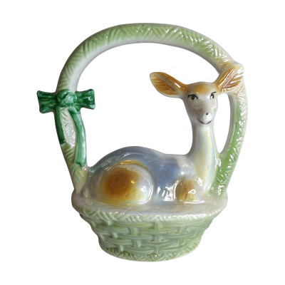 Vintage Porcelain Deer Figurine – Glossy White – Collectible Animal Decor 6.25”