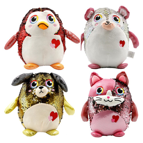 Large Stuffed Animal Toy Reversible Sequins Doll - 10 inch