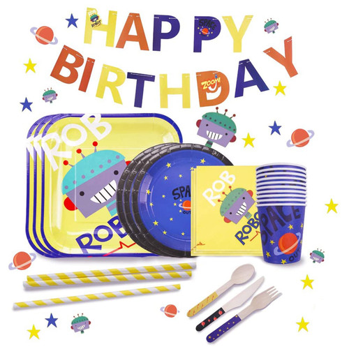 109 Pcs 12 Guests Kids Plates Cups Napkins Straws Birthday Party Supplies Set