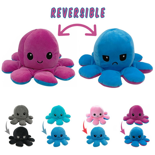 Reversible Flip Octopus Stuffed Double Sided Toy Plush Soft Animal Home Mood