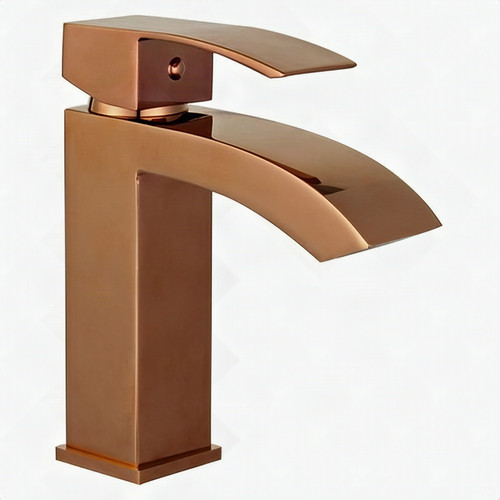 Marella 6" Single Hole Single Handle Modern Bathroom Sink Faucet, Copper Finish