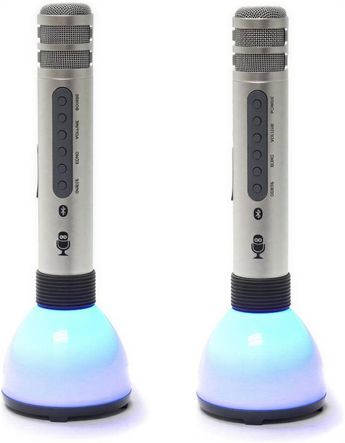 Singing Machine Duets Party Mics SMM478, Set of 2 Portable Handheld Karaoke Bluetooth Microphones with Speakers