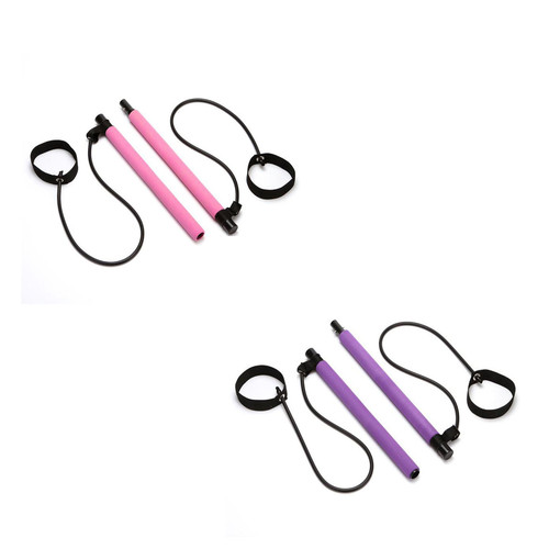 Pilates Yoga Portable Exercise Fitness Toning Bar with Resistance Band Kit