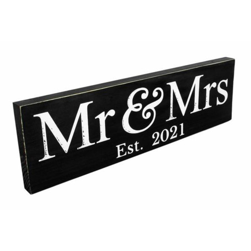 Mr & Mrs 2021 Large Wedding Hanging Sign Present Gift Decoration - Black