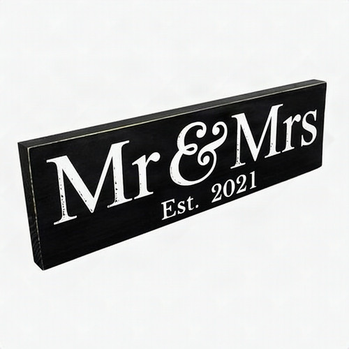 Mr & Mrs 2021 Large Wedding Hanging Sign Present Gift Decoration - Black