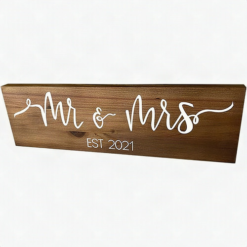 Mr & Mrs 2021 Large Wedding Hanging Sign Present Gift Decoration - Brown