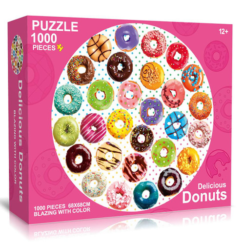1000 Piece Age 12+ Kids Family Donuts Large Round Jigsaw Puzzle