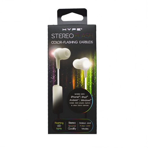 Hype Stereo Ultra Bright Color Flashing LED 3.5mm Earbud Headphone Headset