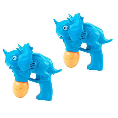 Lulu Home Dinosaur Bubble Guns for Kids, 2-Pack Bubble Blaster Set with Blue LED Lights, Optional Sound, 2 Bubble Solution Bottles, Outdoor Toy for Boys and Girls Ages 3+