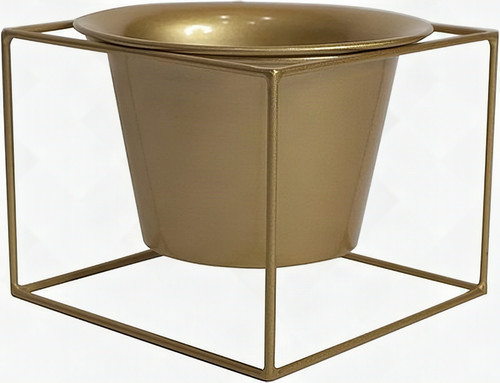 Metal Square 6" Home Garden Flower Plant Holder Removable Pot Stand, Gold 2 Pack