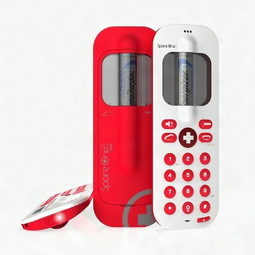 SpareOne Plus GSM Emergency Mobile Phone 850/1900 mHz SOS Alarm 24 Hours Torchlight with Waterproof Pouch