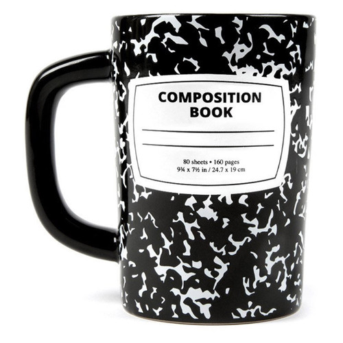 Out of Print 12oz Hot / Cold Composition Book Design Ceramic Coffee Mug, Black