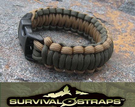 Survival Straps 550 Military Spec Paracord Side Release - Green/Tan - 7.5" Inch - Wide