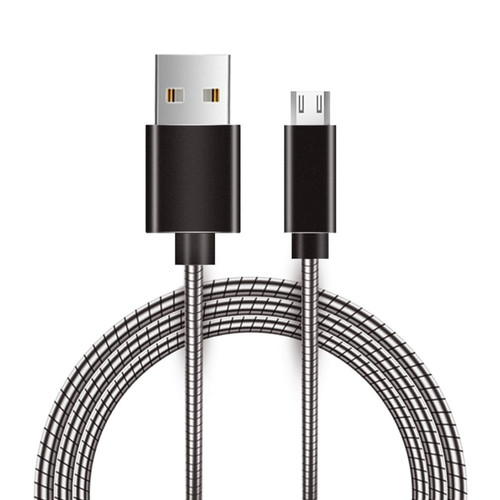 3' Micro USB Metal Snake Cable with Aluminum Connectors Gray