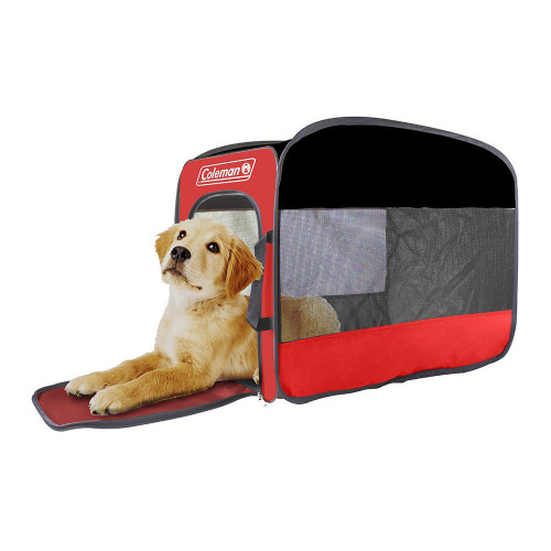 Coleman Instant Pop Up Pet Kennel Foldable Carrier Indoor/Outdoor Crate - Red