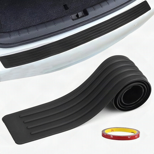 Rear Bumper Protector Guard – Universal Fit 35.8"x3.15" | Black Rubber Anti-Scratch & Anti-Collision Trunk Shield | Heavy-Duty Silicone Car Accessories | Waterproof, UV Resistant with Adhesive Tape