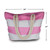 Canvas Tote Shoulder Bag for Pool and Beach with Top and Inner Zipper Rope Handles with Waterproof Bag for Phone Included, Medium, Red and White