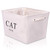 Canvas Storage Basket Rectangular with Handles 7.5''x16''x12.25'', Household Storage For Blankets, Towels, Toys - White Canvas, Cat Toys Print