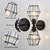 Metal Industrial Farmhouse Wall Sconce, 2-Lights, Retro Cage Wall Mount, Black Finish Lighting Fixture for Living Room, Bedroom, Garage, Hallway