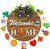 Festival Hanging Board Welcome Door Sign Rusty Fall Thanksgiving Round Wreath Wood
