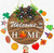 Festival Hanging Board Welcome Door Sign Rusty Fall Thanksgiving Round Wreath Wood