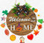 Festival Hanging Board Welcome Door Sign Rusty Fall Thanksgiving Round Wreath Wood