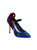 Isa Tapia Barcelona Embroidered Suede Mary Jane Closed Pointed-Toe Heels Pump