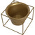 Metal Square 6" Home Garden Flower Plant Holder Removable Pot Stand, Gold 2 Pack