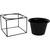 Metal Square 6" Home Garden Flower Plant Holder Removable Pot Stand, Black 2 Pack