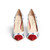 Isa Tapia Estrella Asterisk Embroidered Suede White Trim Leather Pumps