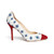 Isa Tapia Estrella Asterisk Embroidered Suede White Trim Leather Pumps